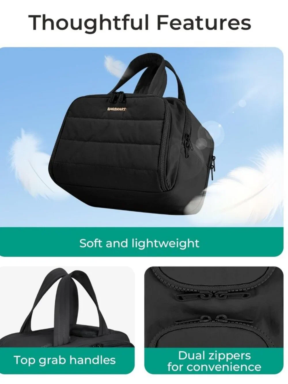 Lightweight Travel Toiletry Bag - Large Wide-Open Makeup Organizer with Handle